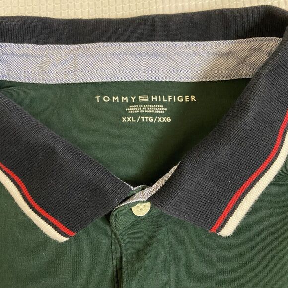 Tommy Hilfiger Men's Polo Shirt Cotton-Polyester Dark Green Size XXL - Picture 3 of 10